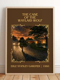 Case Of The Waylaid Wolf Classic Book Art Print by E. Gardner – framed print leaning on a wooden floor