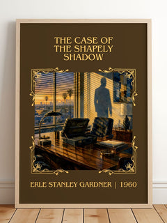 Case Of The Shapely Shadow Classic Book Art Print by E. Gardner – framed print leaning on a wooden floor