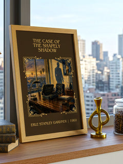 Case Of The Shapely Shadow Classic Book Art Print by E. Gardner – framed print on a city-view windowsill
