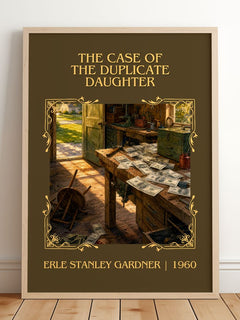 Case Of The Duplicate Daughter Classic Book Art Print by E. Gardner – framed print leaning on a wooden floor