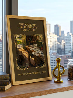 Case Of The Duplicate Daughter Classic Book Art Print by E. Gardner – framed print on a city-view windowsill
