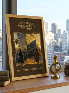 Case Of The Spurious Spinster Classic Book Art Print by E. Gardner – framed print on a city-view windowsill