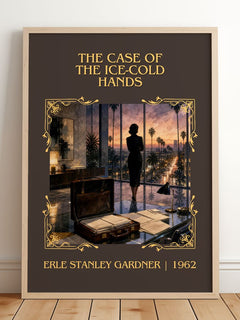 Case Of The Ice-Cold Hands Classic Book Art Print by E. Gardner – framed print leaning on a wooden floor