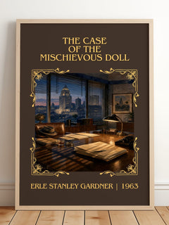 Case Of The Mischievous Doll Classic Book Art Print by E. Gardner – framed print leaning on a wooden floor