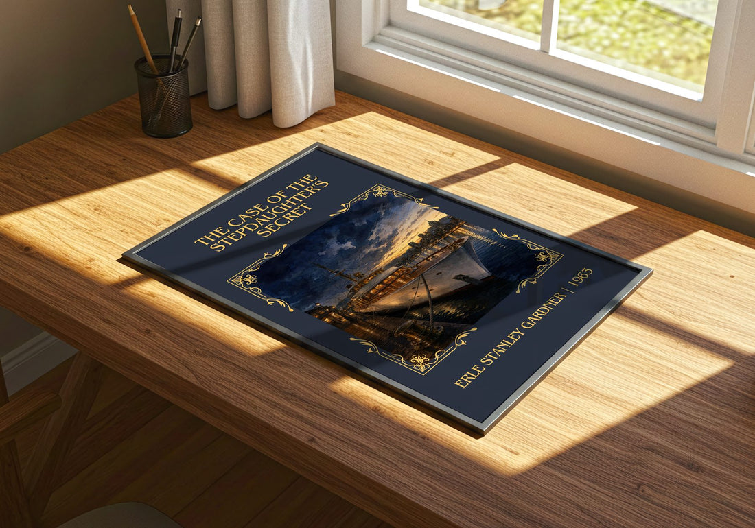 Case Of The Stepdaughter'S Secret Classic Book Art Print by E. Gardner – print on a sunlit desk