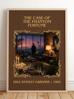 Case Of The Phantom Fortune Classic Book Art Print by E. Gardner – framed print leaning on a wooden floor