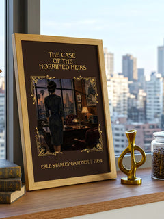 Case Of The Horrified Heirs Classic Book Art Print by E. Gardner – framed print on a city-view windowsill