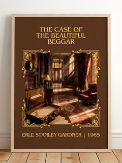 Case Of The Beautiful Beggar Classic Book Art Print by E. Gardner – framed print leaning on a wooden floor