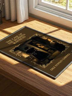 Case Of The Worried Waitress Classic Book Art Print by E. Gardner – print on a sunlit desk