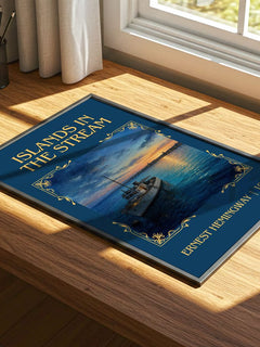 Islands In The Stream Classic Book Art Print by Ernest Hemingway – print on a sunlit desk