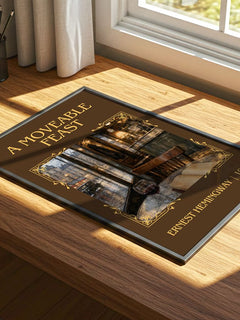 A Moveable Feast Classic Book Art Print by Ernest Hemingway – print on a sunlit desk