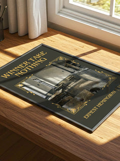 Winner Take Nothing Classic Book Art Print by Ernest Hemingway – print on a sunlit desk