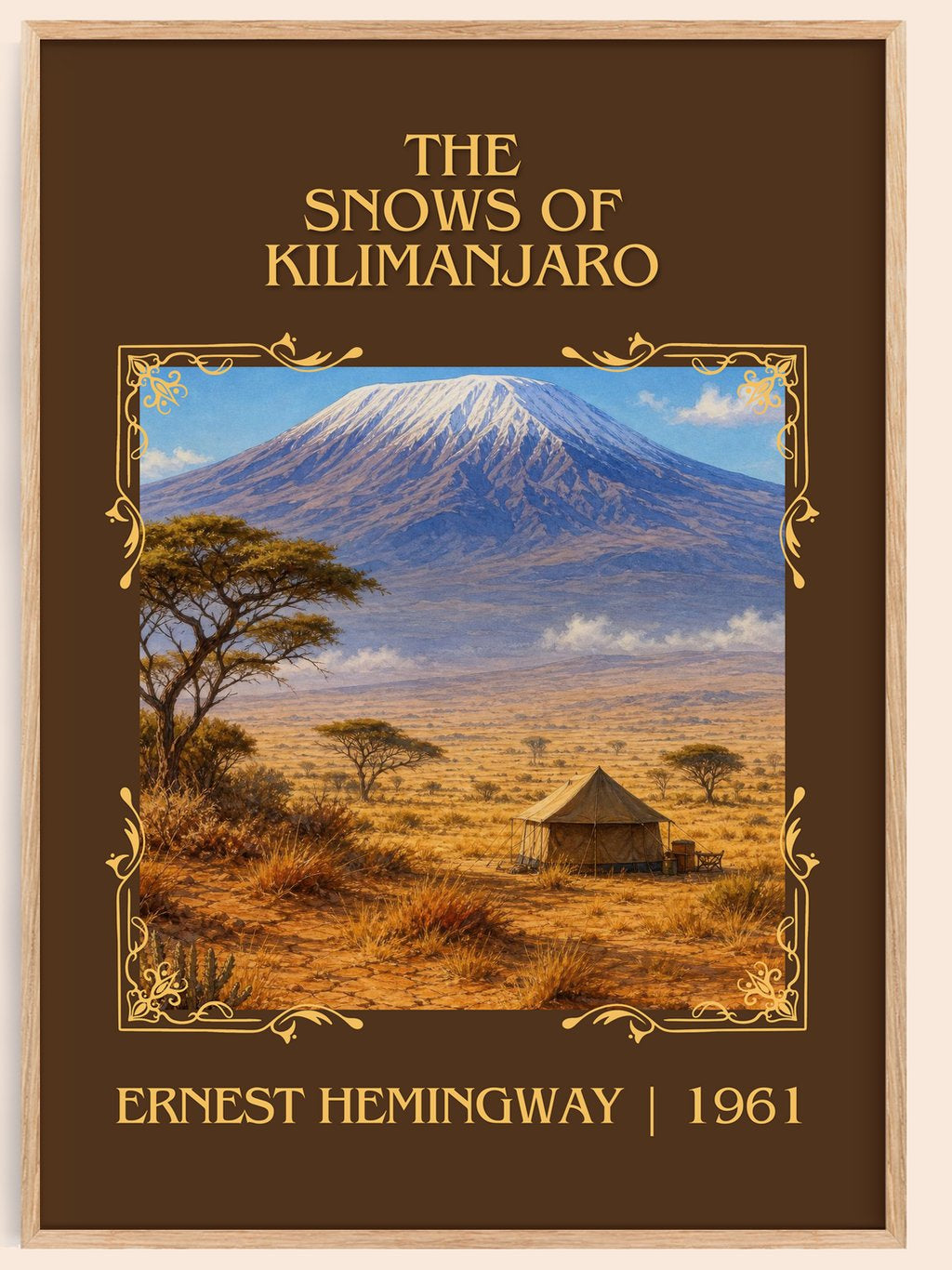 The Snows Of Kilimanjaro Classic Book Art Print by Ernest Hemingway – book poster