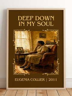 Deep Down In My Soul Classic Book Art Print by Eugenia Collier – framed print leaning on a wooden floor