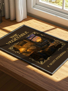 The Vegetable Classic Book Art Print by F. Scott Fitzgerald – print on a sunlit desk