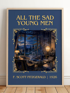 All The Sad Young Men Classic Book Art Print by F. Scott Fitzgerald – framed print leaning on a wooden floor
