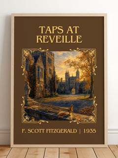 Taps At Reveille Classic Book Art Print by F. Scott Fitzgerald – framed print leaning on a wooden floor