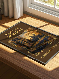 Taps At Reveille Classic Book Art Print by F. Scott Fitzgerald – print on a sunlit desk