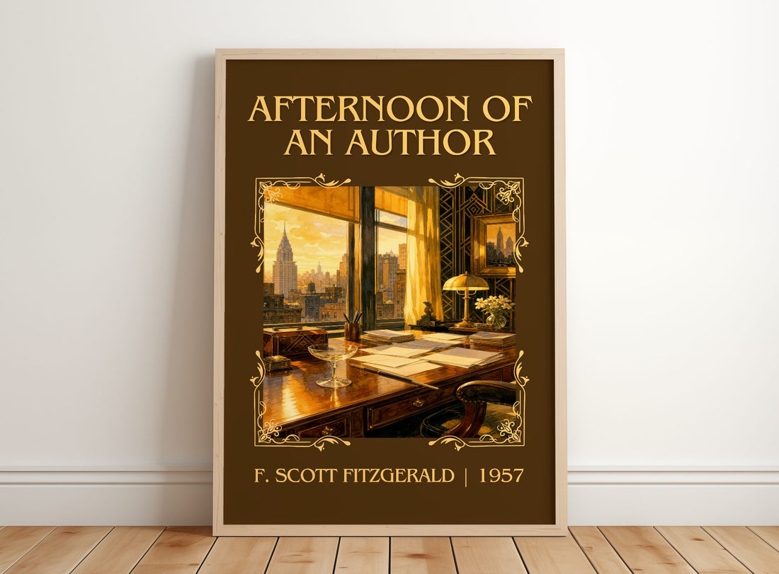 Afternoon Of An Author Classic Book Art Print by F. Scott Fitzgerald – framed print leaning on a wooden floor