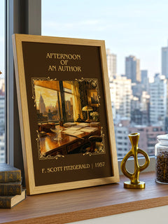 Afternoon Of An Author Classic Book Art Print by F. Scott Fitzgerald – framed print on a city-view windowsill