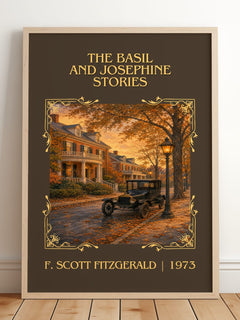 Basil And Josephine Stories Classic Book Art Print by F. Fitzgerald – framed print leaning on a wooden floor