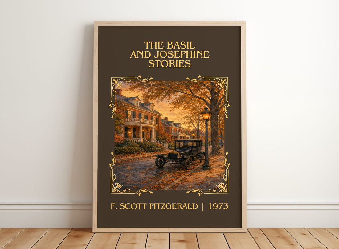 Basil And Josephine Stories Classic Book Art Print by F. Fitzgerald – framed print leaning on a wooden floor