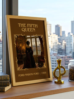 The Fifth Queen Classic Book Art Print by Ford Madox Ford – framed print on a city-view windowsill
