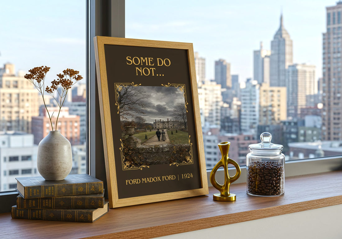 Some Do Not... Classic Book Art Print by Ford Madox Ford – framed print on a city-view windowsill