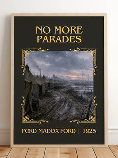 No More Parades Classic Book Art Print by Ford Madox Ford – framed print leaning on a wooden floor
