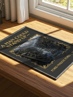 A Man Could Stand Up— Classic Book Art Print by Ford Madox Ford – print on a sunlit desk