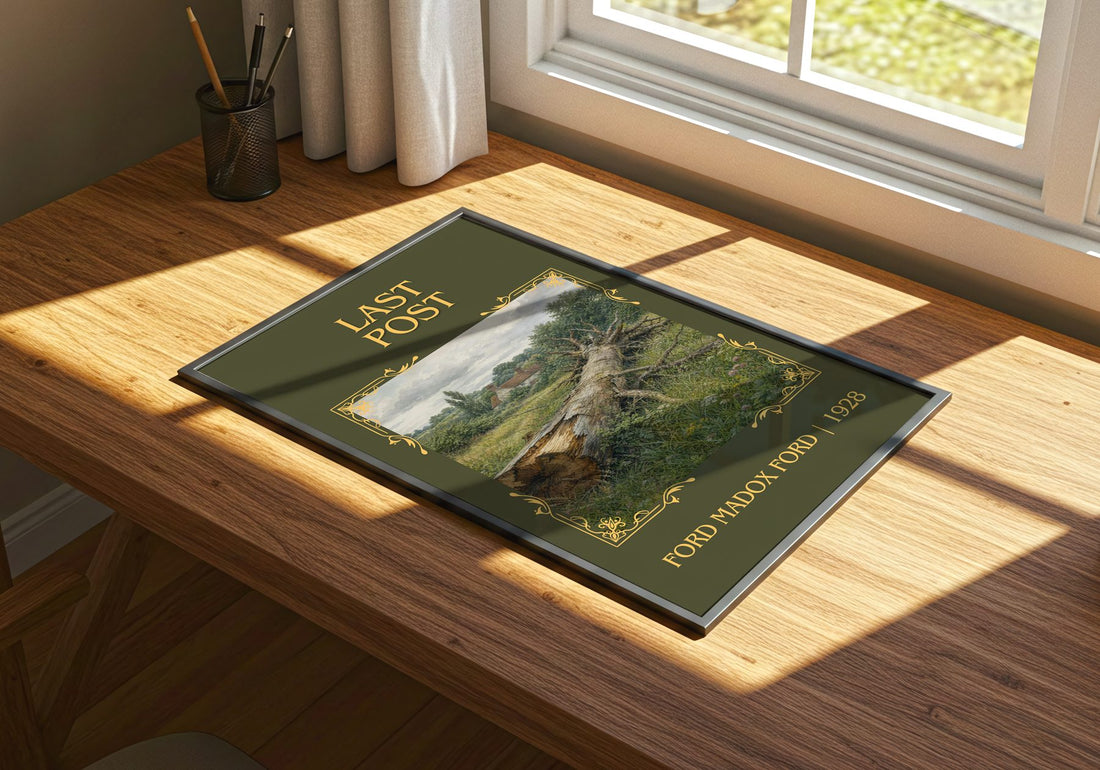 Last Post Classic Book Art Print by Ford Madox Ford – print on a sunlit desk
