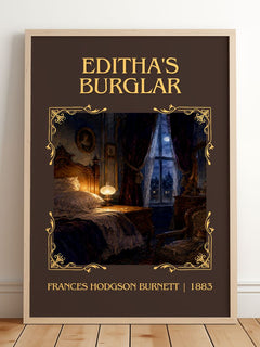 Editha'S Burglar Classic Book Art Print by Frances Hodgson Burnett – framed print leaning on a wooden floor