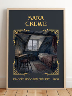 Sara Crewe Classic Book Art Print by Frances Hodgson Burnett – framed print leaning on a wooden floor