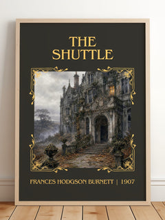 The Shuttle Classic Book Art Print by Frances Hodgson Burnett – framed print leaning on a wooden floor