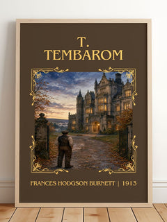 T. Tembarom Classic Book Art Print by Frances Hodgson Burnett – framed print leaning on a wooden floor