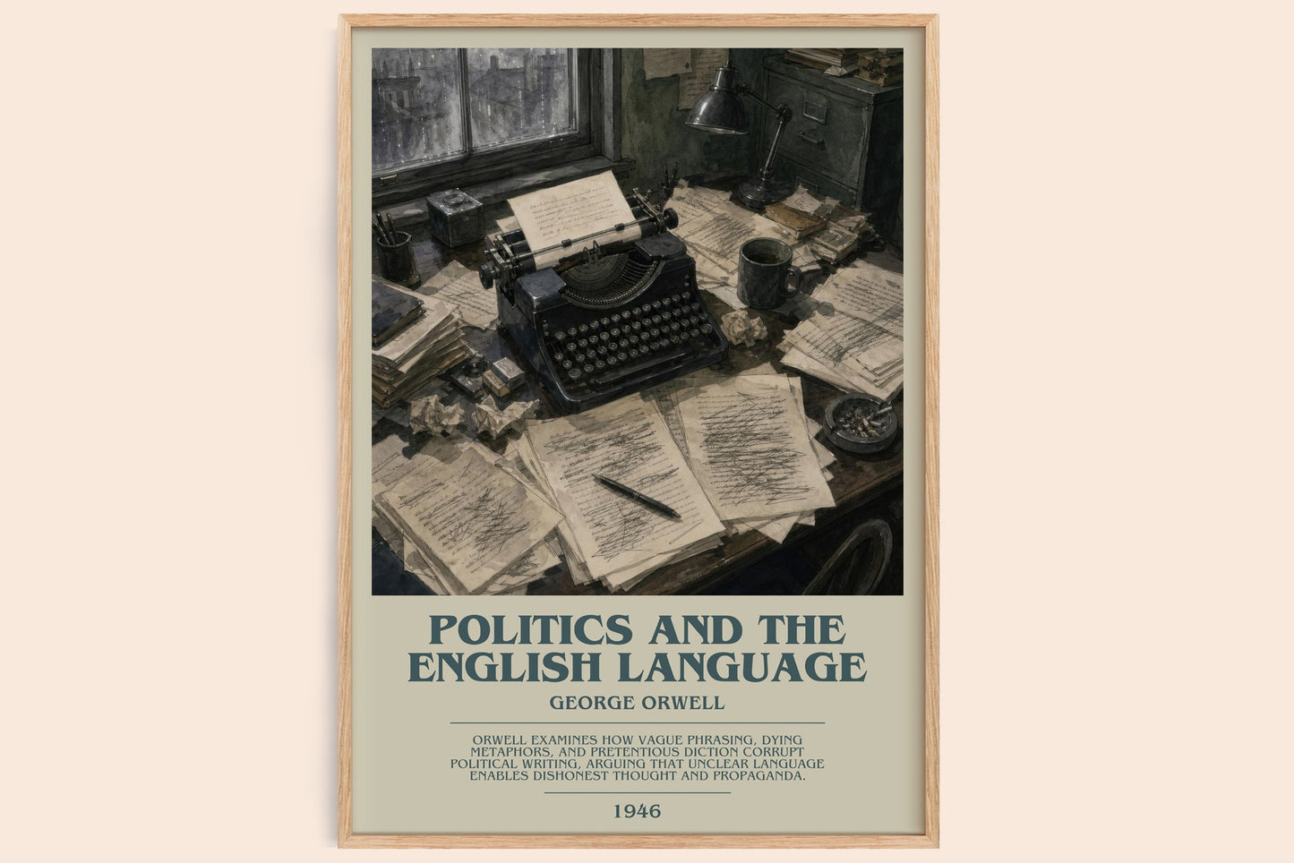 Politics And The English Language bookish book poster by George Orwell – framed literary art print