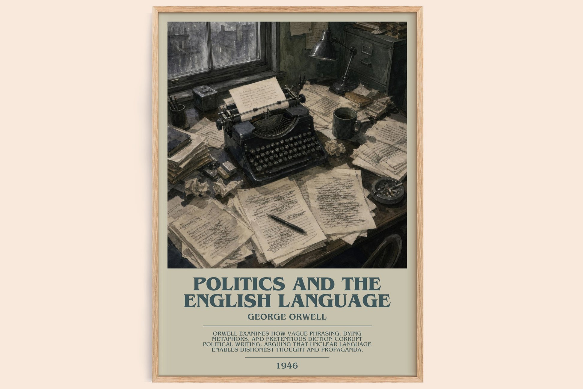 Politics And The English Language bookish book poster by George Orwell – framed literary art print