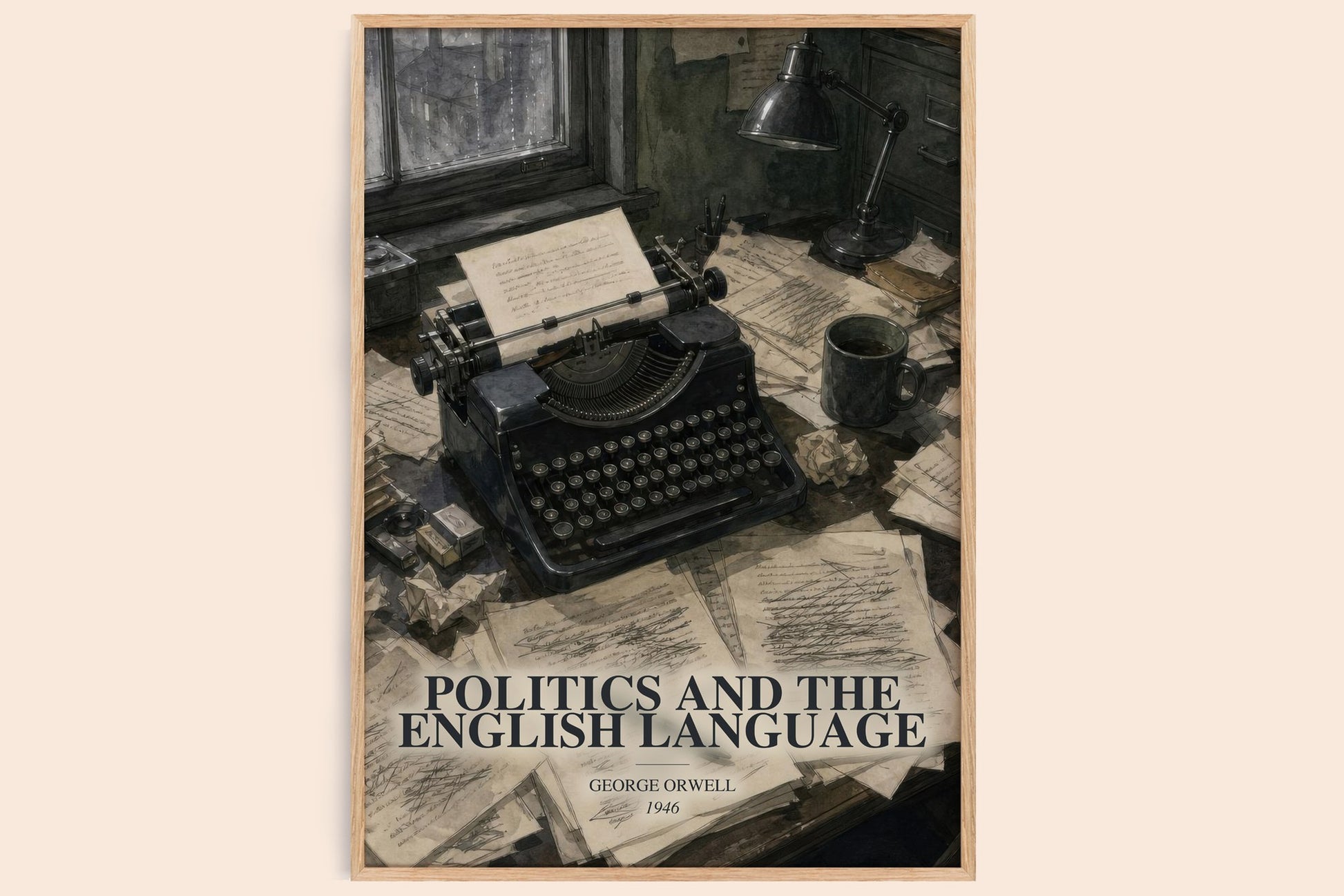 Politics And The English Language watercolour book poster by George Orwell – framed literary art print