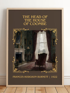 Head Of The House Of Coombe Classic Book Art Print by F. Burnett – framed print leaning on a wooden floor