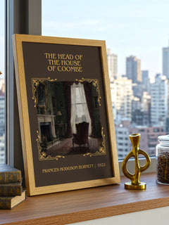 Head Of The House Of Coombe Classic Book Art Print by F. Burnett – framed print on a city-view windowsill