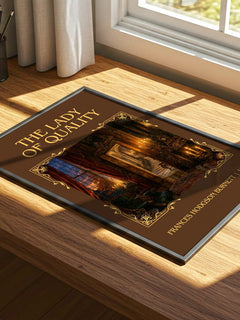 The Lady Of Quality Classic Book Art Print by Frances Hodgson Burnett – print on a sunlit desk