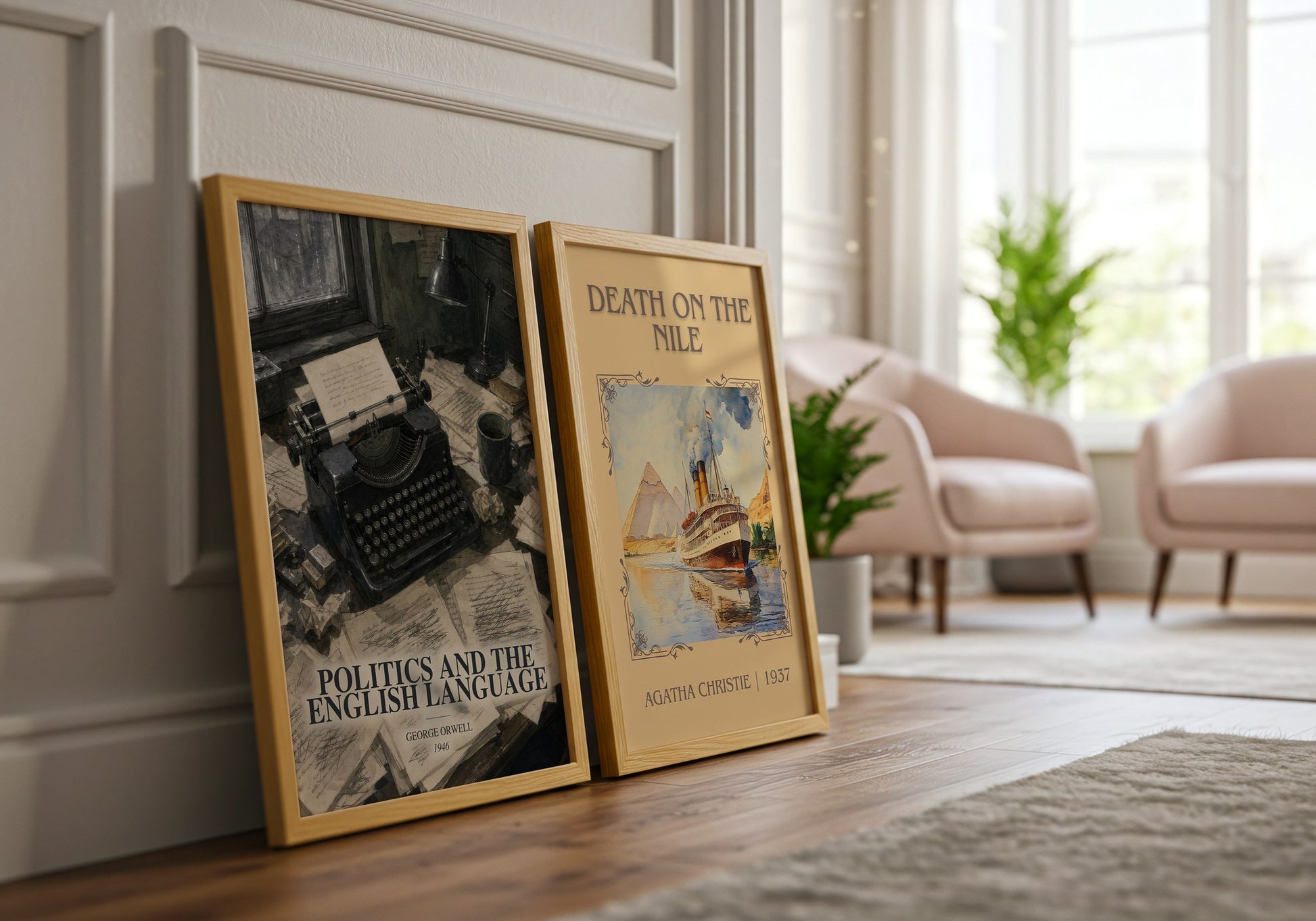 Politics And The English Language watercolour print framed by window – literary home decor
