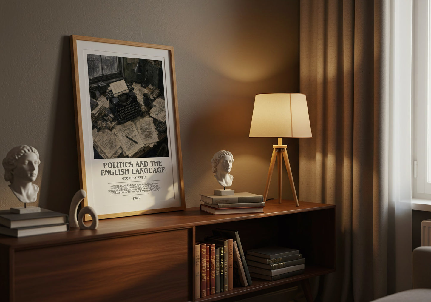 Politics And The English Language bookish book poster framed on wall – non fiction wall art