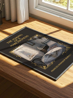 Making Of A Marchioness Classic Book Art Print by F. Burnett – print on a sunlit desk
