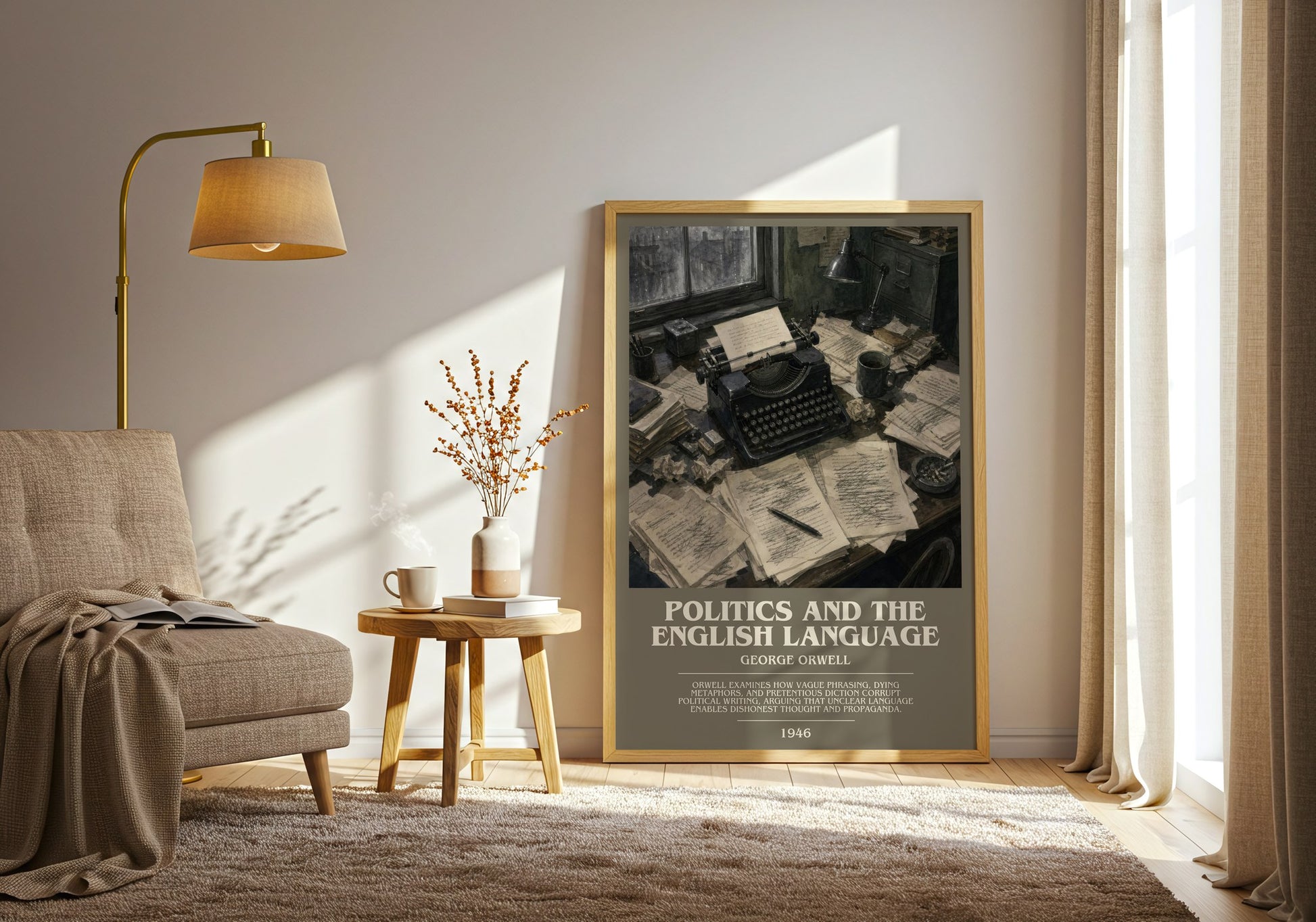 Politics And The English Language bookish print on bookshelf – George Orwell fan gift