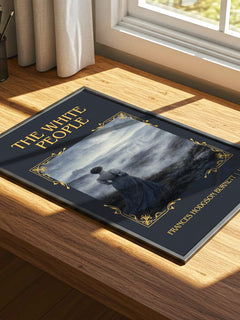 The White People Classic Book Art Print by Frances Hodgson Burnett – print on a sunlit desk