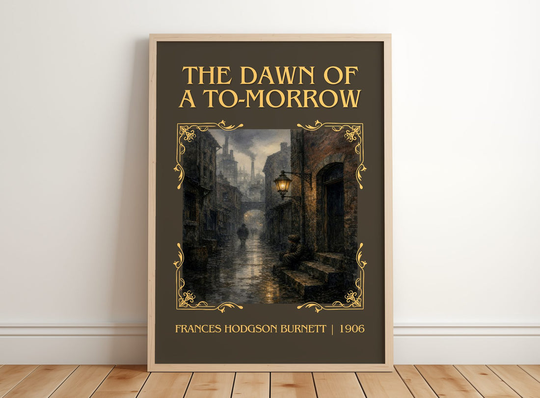 Dawn Of A To-Morrow Classic Book Art Print by Frances Hodgson Burnett – framed print leaning on a wooden floor
