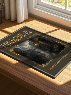 Dawn Of A To-Morrow Classic Book Art Print by Frances Hodgson Burnett – print on a sunlit desk