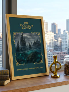 Ascension Factor Classic Book Art Print by Frank Herbert & Bill Ransom – framed print on a city-view windowsill