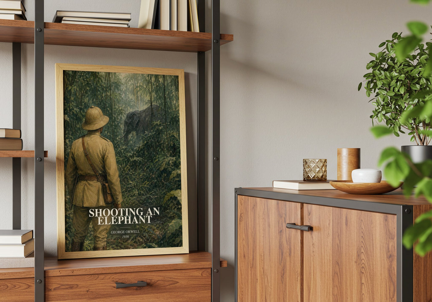 Shooting An Elephant book watercolour illustration paper finish options – matte satin gloss